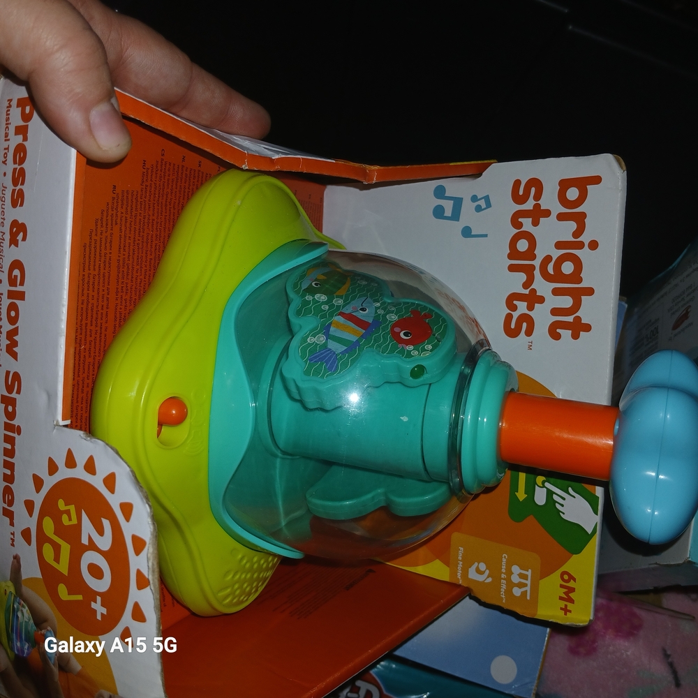 Bright Starts Press & Spin Toy - Blue and Orange